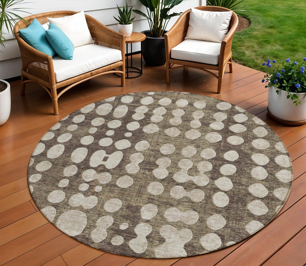 Homeroots 3' Artichoke Green Abstract Washable Area Rug – Stylish Indoor/Outdoor Décor For High Traffic Areas 8' Round Polyester 590933