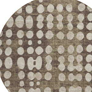 Homeroots 3' Artichoke Green Abstract Washable Area Rug – Stylish Indoor/Outdoor Décor For High Traffic Areas 8' Round Polyester 590933