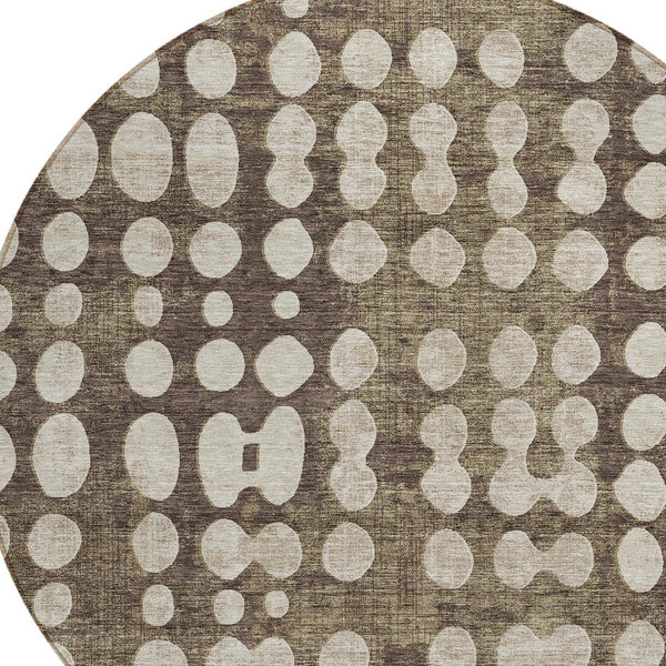 Homeroots 3' Artichoke Green Abstract Washable Area Rug – Stylish Indoor/Outdoor Décor For High Traffic Areas 8' Round Polyester 590933