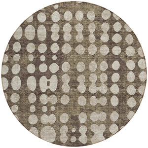 Homeroots 3' Artichoke Green Abstract Washable Area Rug – Stylish Indoor/Outdoor Décor For High Traffic Areas 8' Round Polyester 590933