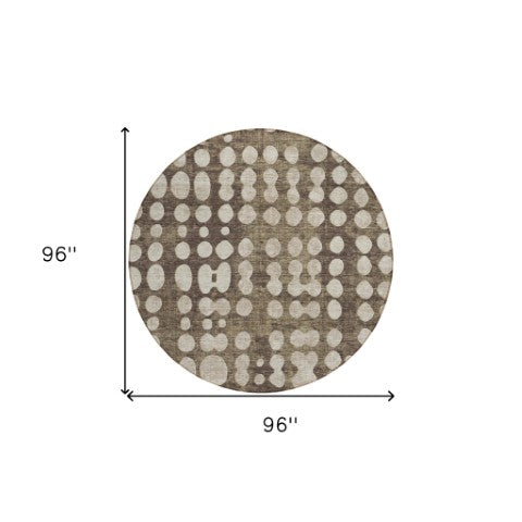 Homeroots 3' Artichoke Green Abstract Washable Area Rug – Stylish Indoor/Outdoor Décor For High Traffic Areas 8' Round Polyester 590933