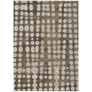 HomeRoots 5' Modern Brown and Beige Abstract Washable Area Rug for Indoor and Outdoor Spaces, Easy Care 8' X 10' 590934