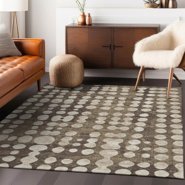 Homeroots 3' Artichoke Green Abstract Washable Area Rug – Stylish Indoor/Outdoor Décor For High Traffic Areas 10' X 14' Polyester 590936