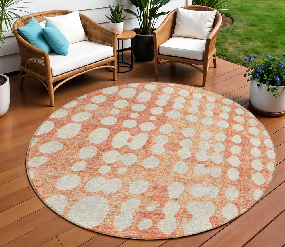 Homeroots 3' Artichoke Green Abstract Washable Area Rug – Stylish Indoor/Outdoor Décor For High Traffic Areas 8' Round Polyester 590939