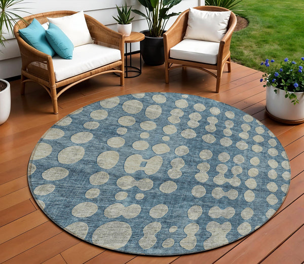 Homeroots 3' Artichoke Green Abstract Washable Area Rug – Stylish Indoor/Outdoor Décor For High Traffic Areas 8' Round Polyester 590945