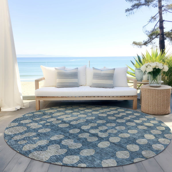 Homeroots 3' Artichoke Green Abstract Washable Area Rug – Stylish Indoor/Outdoor Décor For High Traffic Areas 8' Round Polyester 590945