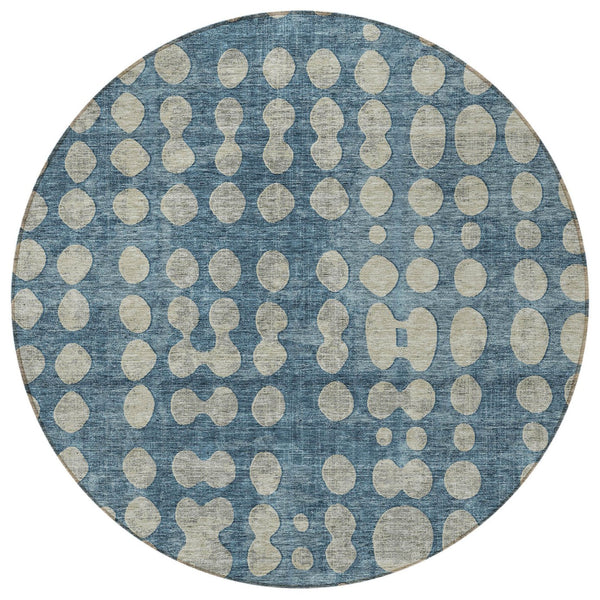 Homeroots 3' Artichoke Green Abstract Washable Area Rug – Stylish Indoor/Outdoor Décor For High Traffic Areas 8' Round Polyester 590945