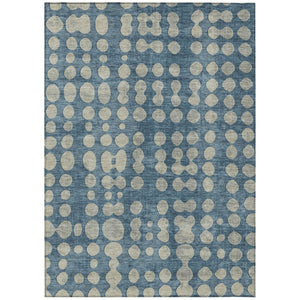 HomeRoots 9' Contemporary Denim Blue and Gray Abstract Area Rug - Washable, Durable, and Versatile Design for Any Space 9' X 12' 590947