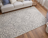 Feizy Rugs Belfort Hand-tufted Wool Rug - Timeless Transitional Designs With Floral & Damask Motifs For Elegance White,Gray Wool 8698778fivychlf00