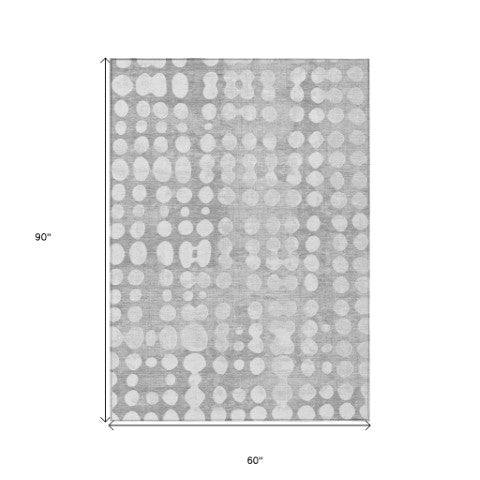 Homeroots 3' Artichoke Green Abstract Washable Area Rug – Stylish Indoor/Outdoor Décor For High Traffic Areas 5' X 8' Polyester 590950