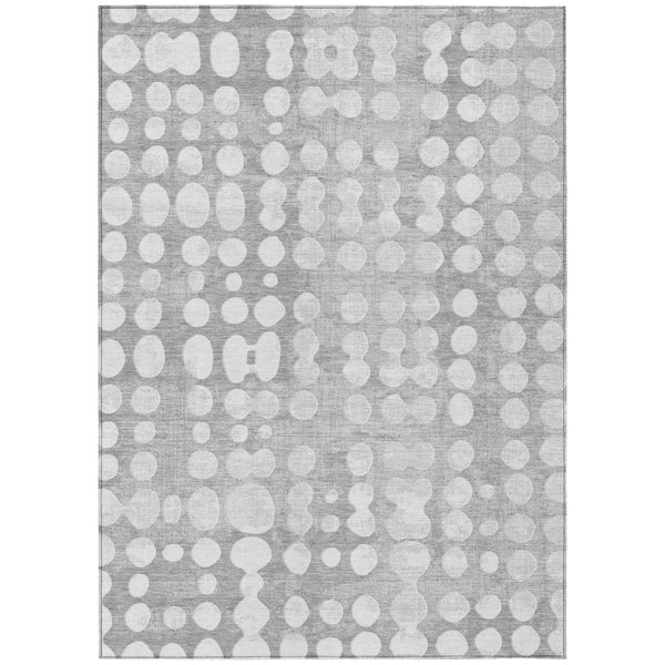 HomeRoots 5' Gray and Ivory Abstract Area Rug - Stylish, Durable, Washable for Indoor and Outdoor Use 5' X 8' 590950