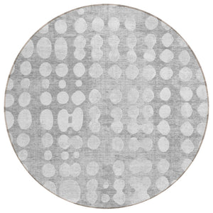 HomeRoots 5' Gray and Ivory Abstract Area Rug - Stylish, Durable, Washable for Indoor and Outdoor Use 8' Round 590951