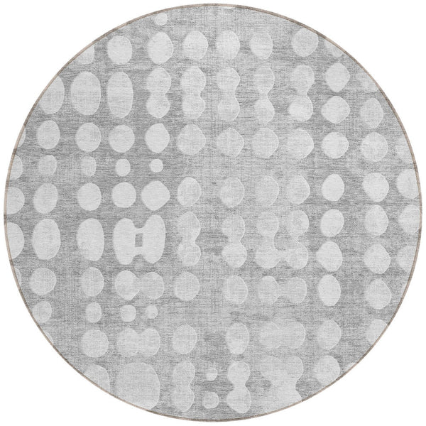 Homeroots 3' Artichoke Green Abstract Washable Area Rug – Stylish Indoor/Outdoor Décor For High Traffic Areas 8' Round Polyester 590951