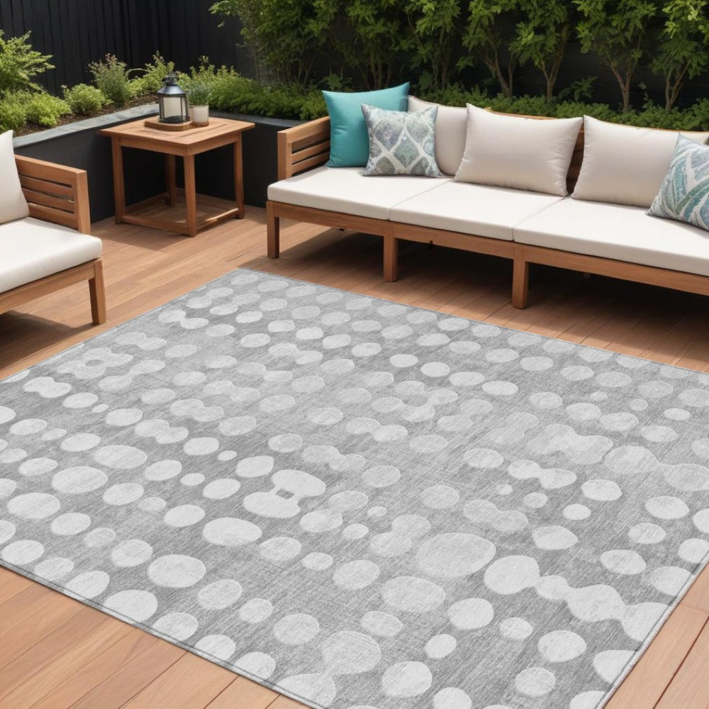 HomeRoots 9' Abstract Gray and Ivory Washable Rug – Stylish, Durable Indoor/Outdoor Design for Any Space 9' X 12' 590953