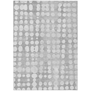 HomeRoots 5' Gray and Ivory Abstract Area Rug - Stylish, Durable, Washable for Indoor and Outdoor Use 10' X 14' 590954