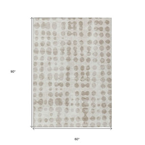 Homeroots 3' Artichoke Green Abstract Washable Area Rug – Stylish Indoor/Outdoor Décor For High Traffic Areas 5' X 8' Polyester 590956