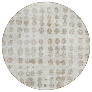 HomeRoots 5' Ivory and Beige Abstract Area Rug - Modern, Washable, Durable Design for Indoor and Outdoor Use 8' Round 590957