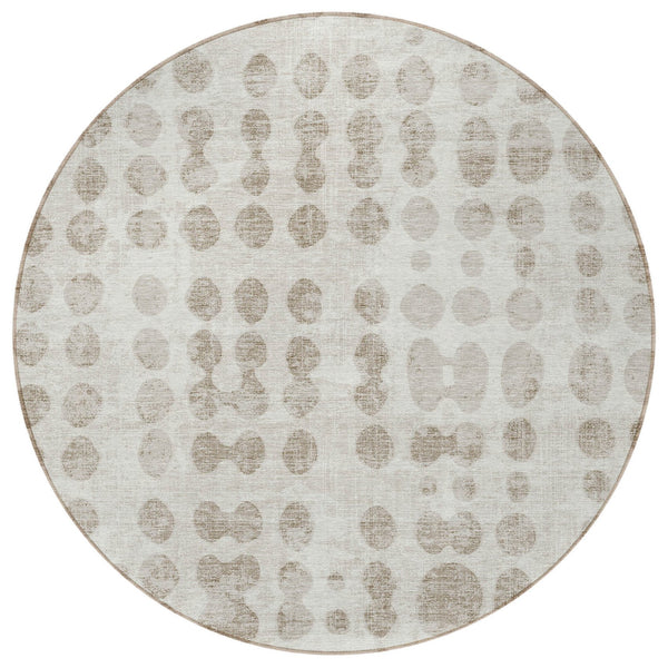 Homeroots 3' Artichoke Green Abstract Washable Area Rug – Stylish Indoor/Outdoor Décor For High Traffic Areas 8' Round Polyester 590957