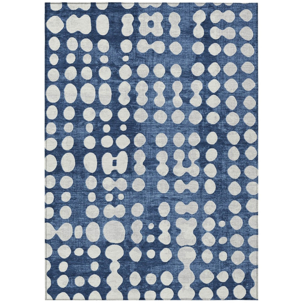 HomeRoots 9' Navy Blue and Ivory Abstract Area Rug – Stylish, Washable, Stain-Resistant for Indoor & Outdoor Use 9' X 12' 590965