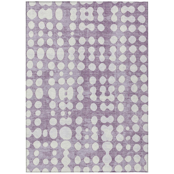 HomeRoots 9' Purple and Ivory Abstract Washable Area Rug - Durable, Stylish for Indoor & Outdoor Spaces 9' X 12' 590971