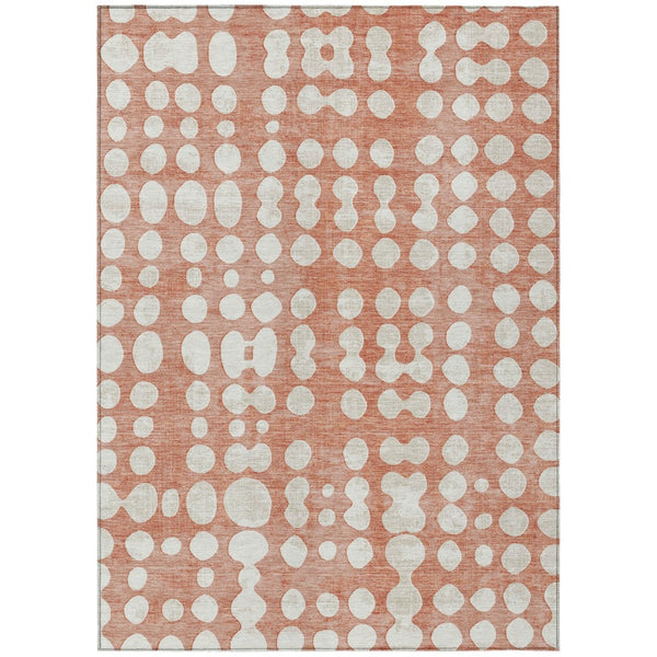 HomeRoots 5' Salmon and Ivory Abstract Area Rug - Stylish Durable Indoor/Outdoor Washable Rug for Any Space 10' X 14' 590978