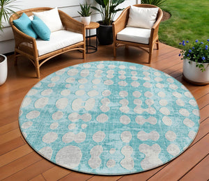 Homeroots 3' Artichoke Green Abstract Washable Area Rug – Stylish Indoor/Outdoor Décor For High Traffic Areas 8' Round Polyester 590981