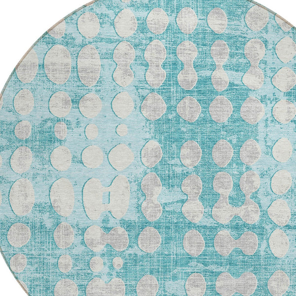 Homeroots 3' Artichoke Green Abstract Washable Area Rug – Stylish Indoor/Outdoor Décor For High Traffic Areas 8' Round Polyester 590981