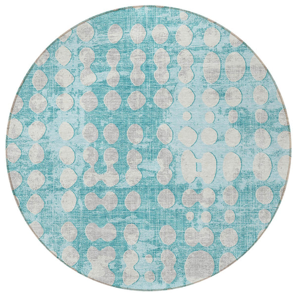 Homeroots 3' Artichoke Green Abstract Washable Area Rug – Stylish Indoor/Outdoor Décor For High Traffic Areas 8' Round Polyester 590981