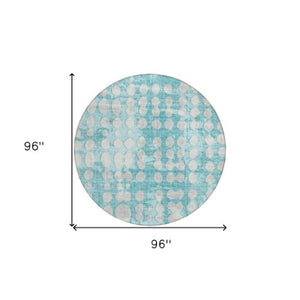 Homeroots 3' Artichoke Green Abstract Washable Area Rug – Stylish Indoor/Outdoor Décor For High Traffic Areas 8' Round Polyester 590981