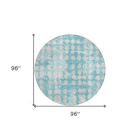 Homeroots 3' Artichoke Green Abstract Washable Area Rug – Stylish Indoor/Outdoor Décor For High Traffic Areas 8' Round Polyester 590981