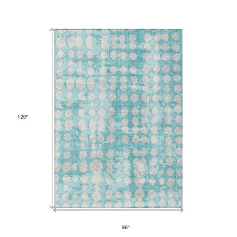 Homeroots 3' Artichoke Green Abstract Washable Area Rug – Stylish Indoor/Outdoor Décor For High Traffic Areas 8' X 10' Polyester 590982