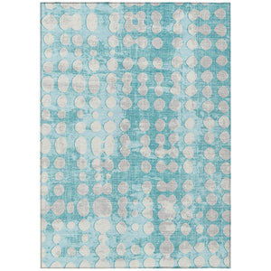HomeRoots 9' Teal Blue and Ivory Abstract Area Rug – Durable, Washable Indoor/Outdoor Design for Modern Spaces 9' X 12' 590983
