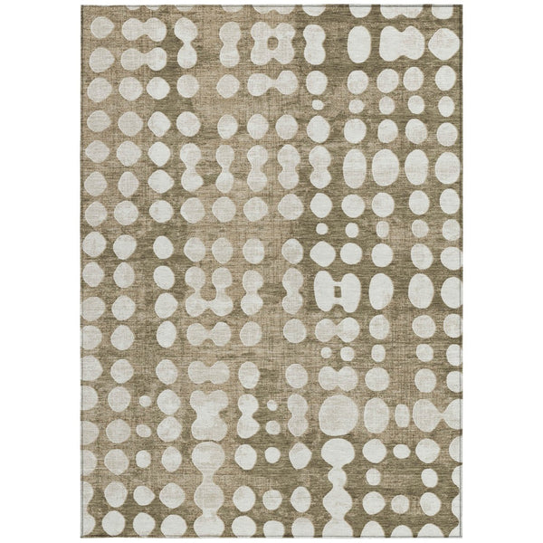 Homeroots 3' Artichoke Green Abstract Washable Area Rug – Stylish Indoor/Outdoor Décor For High Traffic Areas 9' X 12' Polyester 590989