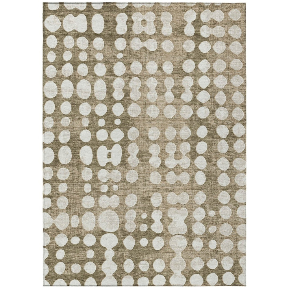 HomeRoots 9' Durable Taupe and Ivory Abstract Area Rug – Stylish, Washable, Perfect for Indoor and Outdoor Use 9' X 12' 590989