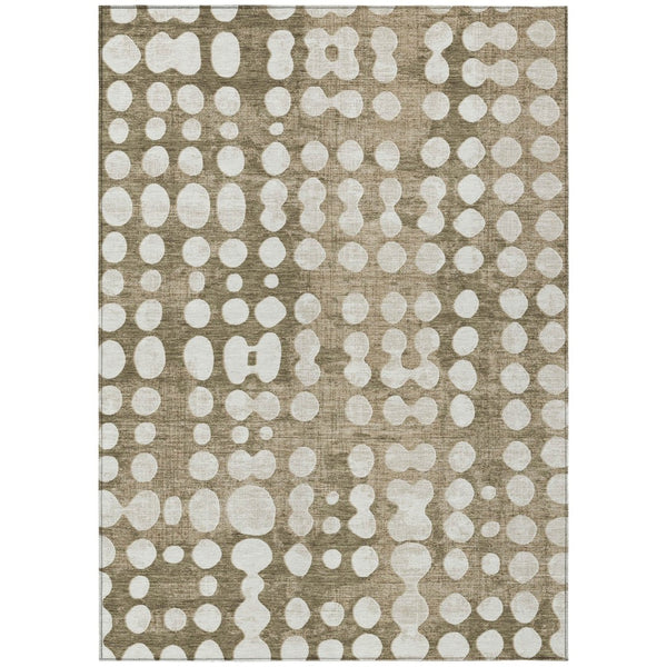 HomeRoots 9' Durable Taupe and Ivory Abstract Area Rug – Stylish, Washable, Perfect for Indoor and Outdoor Use 9' X 12' 590989