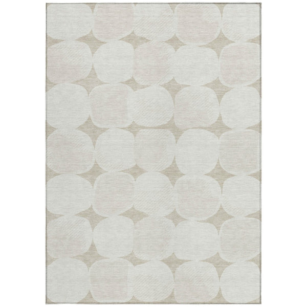 Homeroots 3' Beige And Brown Abstract Washable Area Rug - Stylish Indoor Outdoor Decor For All Spaces 5' X 8' Polyester 590992