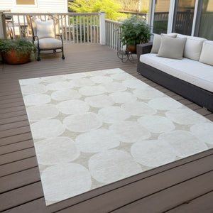 Homeroots 3' Beige And Brown Abstract Washable Area Rug - Stylish Indoor Outdoor Decor For All Spaces 5' X 8' Polyester 590992