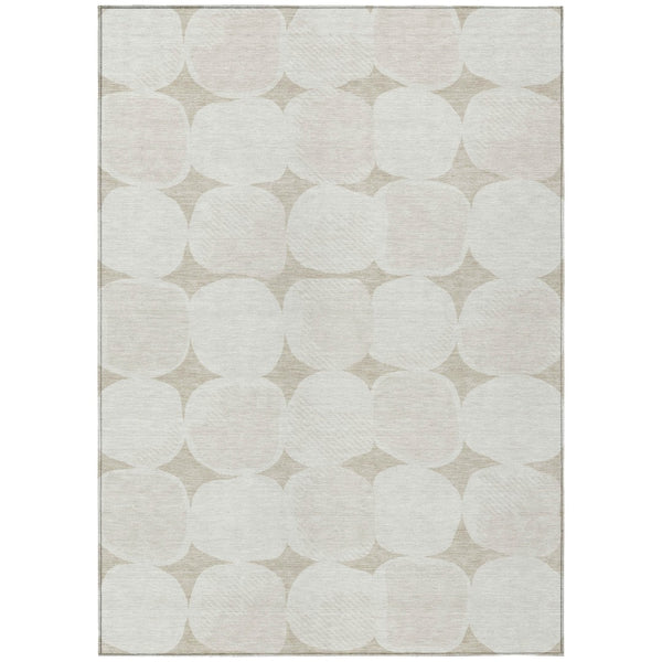 HomeRoots 5' Beige and Brown Abstract Area Rug - Stylish, Washable Design for Indoor and Outdoor Spaces 5' X 8' 590992