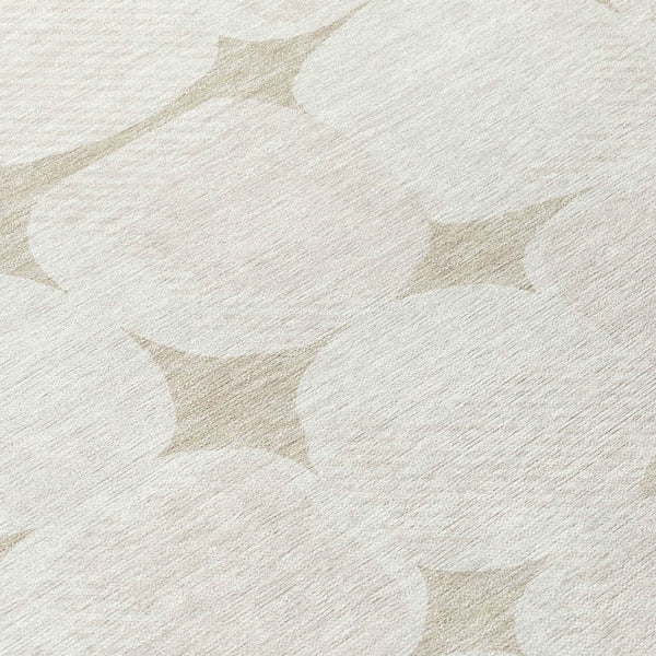 Homeroots 3' Beige And Brown Abstract Washable Area Rug - Stylish Indoor Outdoor Decor For All Spaces 8' Round Polyester 590993