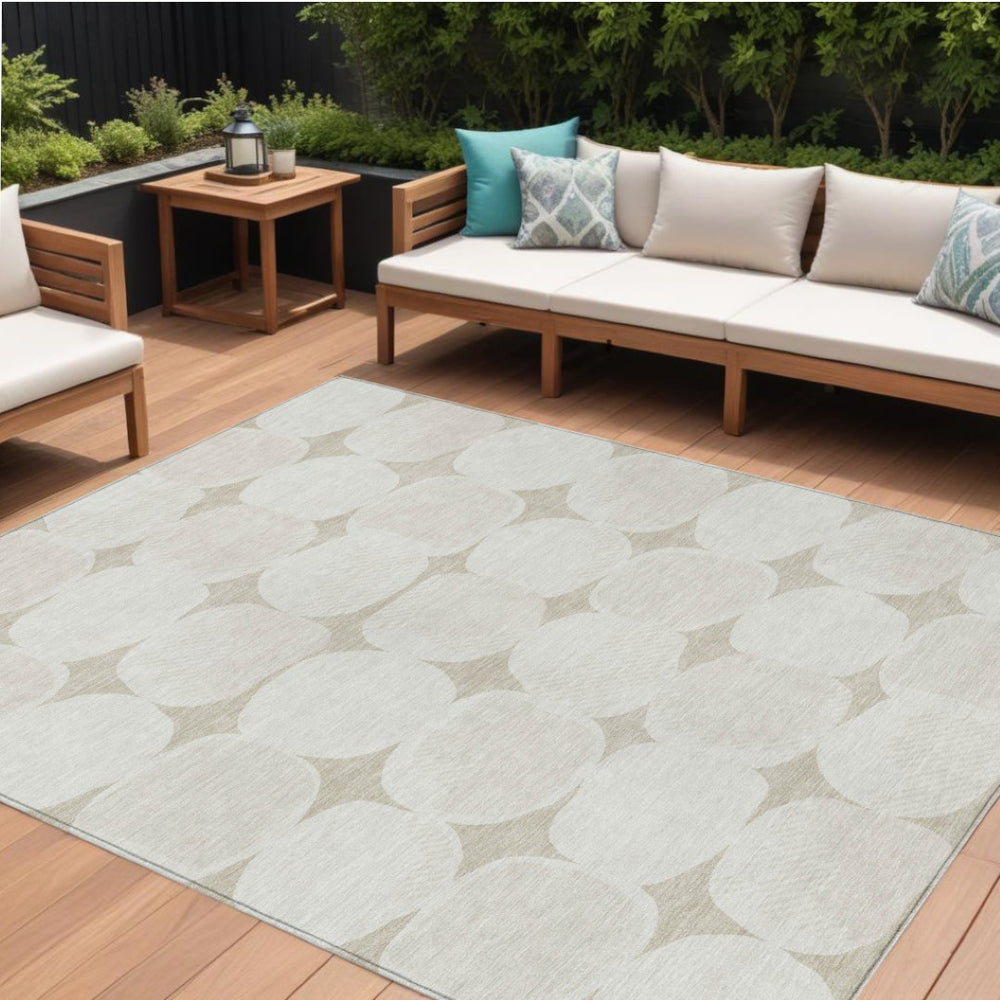 HomeRoots 9' Beige and Brown Abstract Washable Area Rug – Stylish, Durable Design for Indoor & Outdoor Spaces 9' X 12' 590995