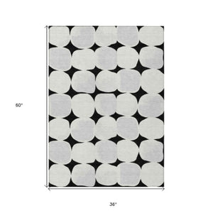 Homeroots 3' Beige And Brown Abstract Washable Area Rug - Stylish Indoor Outdoor Decor For All Spaces 3' X 5' Polyester 590997