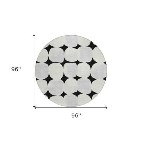 Homeroots 3' Beige And Brown Abstract Washable Area Rug - Stylish Indoor Outdoor Decor For All Spaces 8' Round Polyester 590999