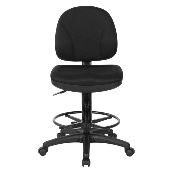 OSP Home Furnishings Lumbar Support Drafting Chair Ergonomic Fabric Seat with Gas Lift for Studio Use DC640-231