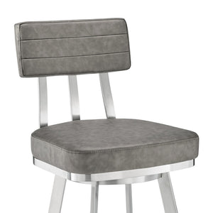 English Elm Verin Swivel Barstool Upholstered Faux Leather Seat Pedestal Base Kitchen Island B2736P354294