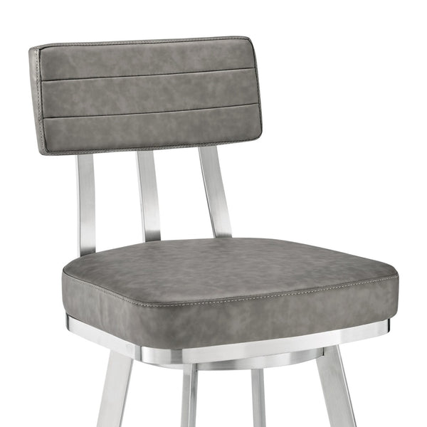 English Elm Verin Swivel Barstool Upholstered Faux Leather Seat Pedestal Base Kitchen Island B2736P354294
