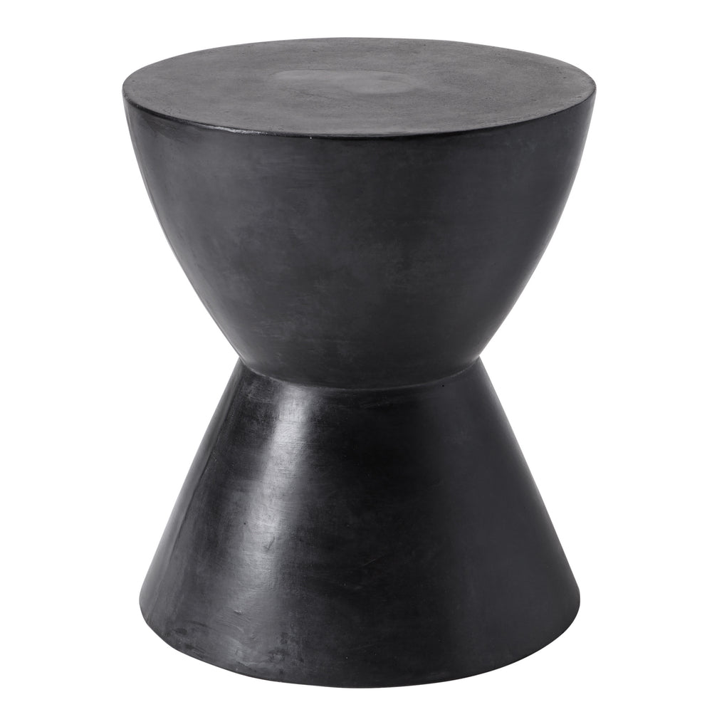 Sunpan Logan Sculptural Round End Table – Contemporary Concrete Design for Urban Living Spaces Black