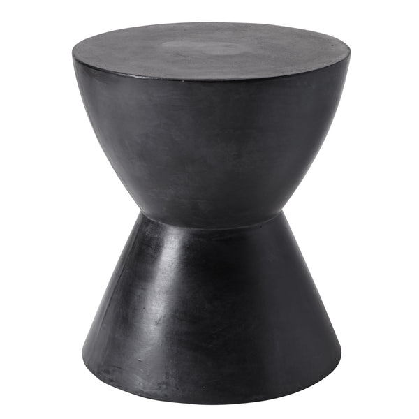 Sunpan Logan Sculptural Round End Table – Contemporary Concrete Design for Urban Living Spaces Black