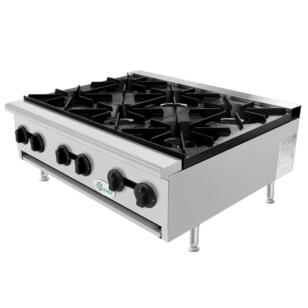 English Elm 180,000 Btu Six Burner Commercial Gas Hot Plate Stainless Steel Restaurant Range W3629P462154