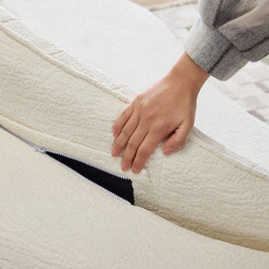 English Elm Curved Two Seat Chenille Sofa Sculptural Wave Design for Studio and Small Living Rooms White W3612P422587