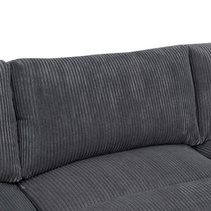 English Elm Large Corduroy Modular Sectional Sofa with Two Ottomans for Family Room Comfort Dark Gray B2748S00040